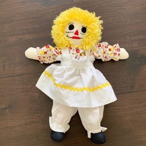 VINTAGE RAGGEDY ANN DOLL YELLOW BLONDE HAIR TOY 15"